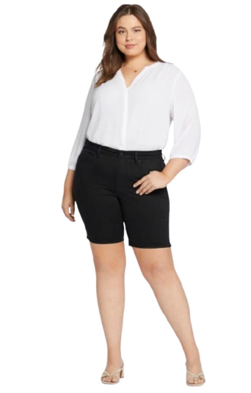 NYDJ Women's Ella Denim Shorts 28W Side Slits Black Stretch NWT